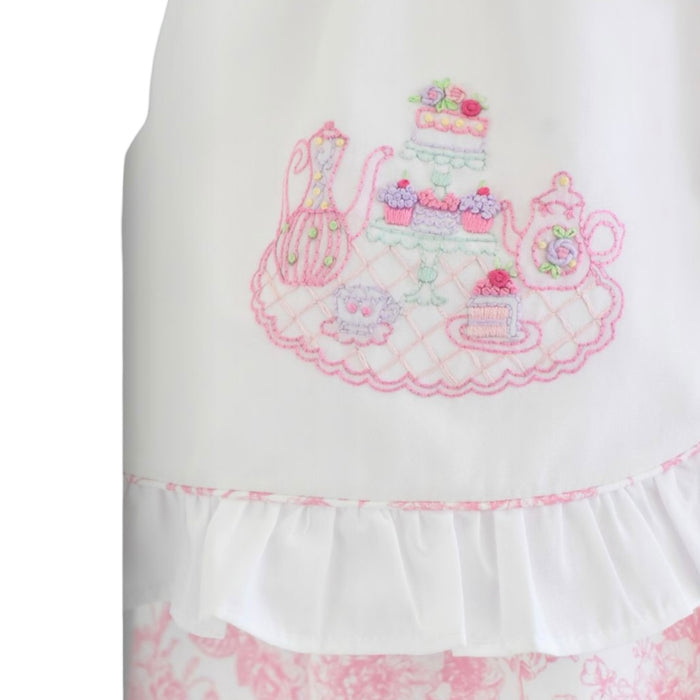 Tea Pink Handembroidered Toile Dress
