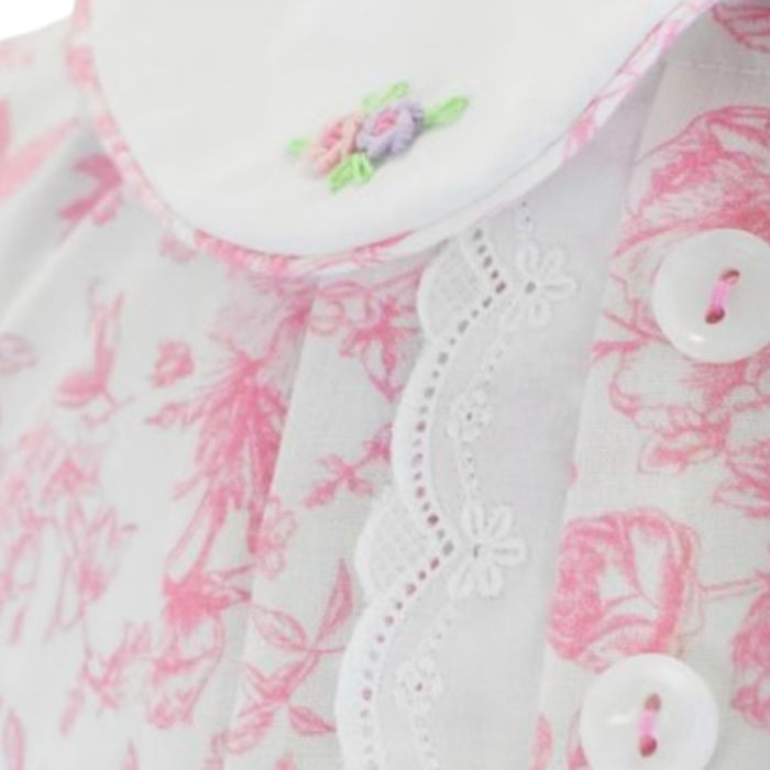 Tea Pink Handembroidered Toile Dress