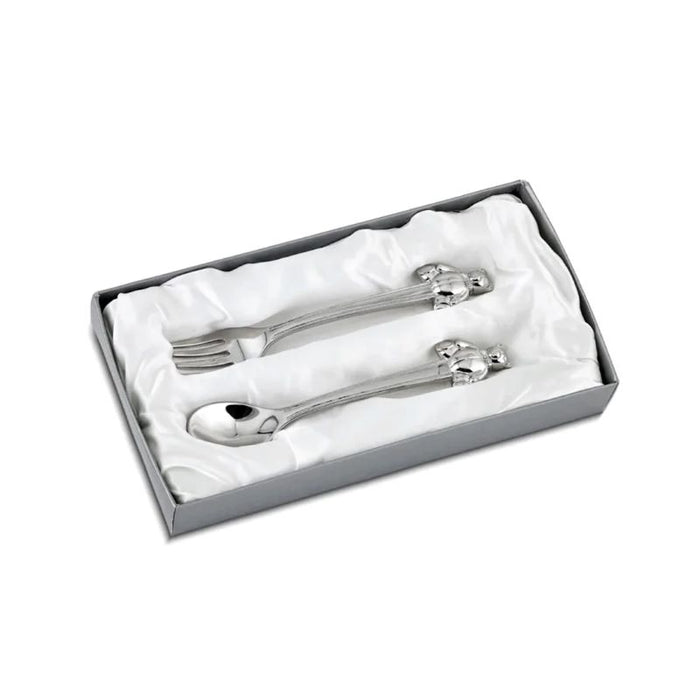 teddy bear baby fork and spoon set