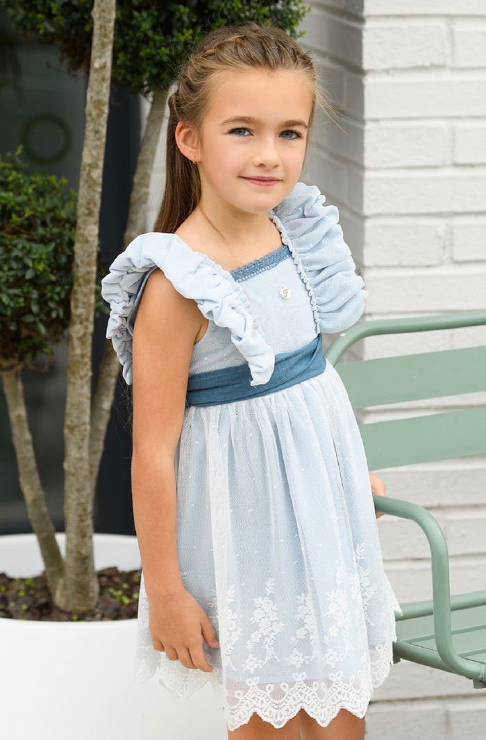Thomassa Denim Lace Blue Girl Dress
