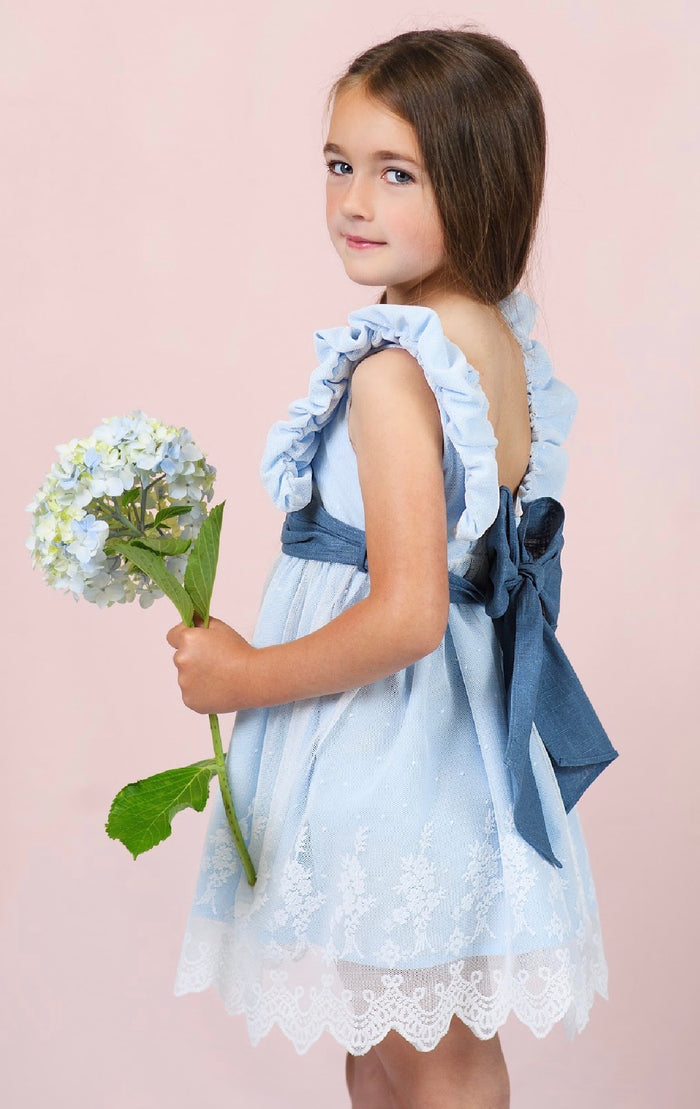 Thomassa Denim Lace Blue Girl Dress