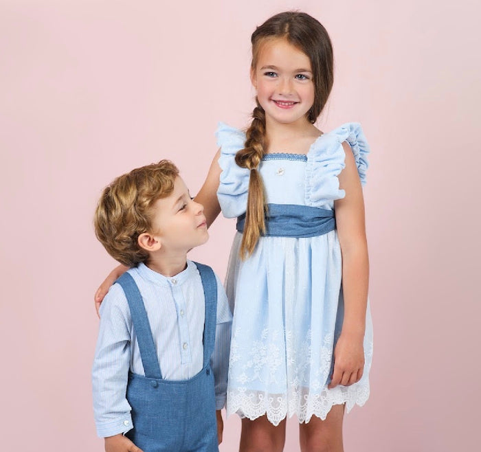 Thomassa Denim Lace Blue Girl Dress