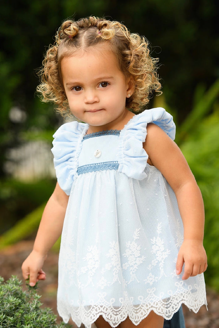 Thomassa Girl Denim/Light Blue Lace 2 Piece Set