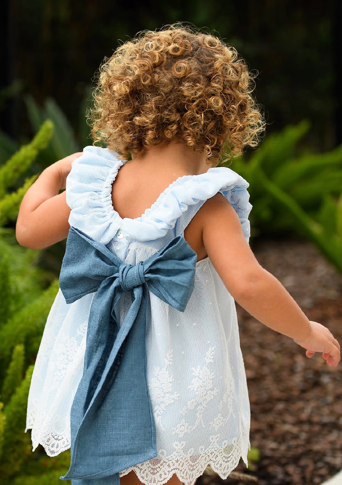 Thomassa Girl Denim/Light Blue Lace 2 Piece Set