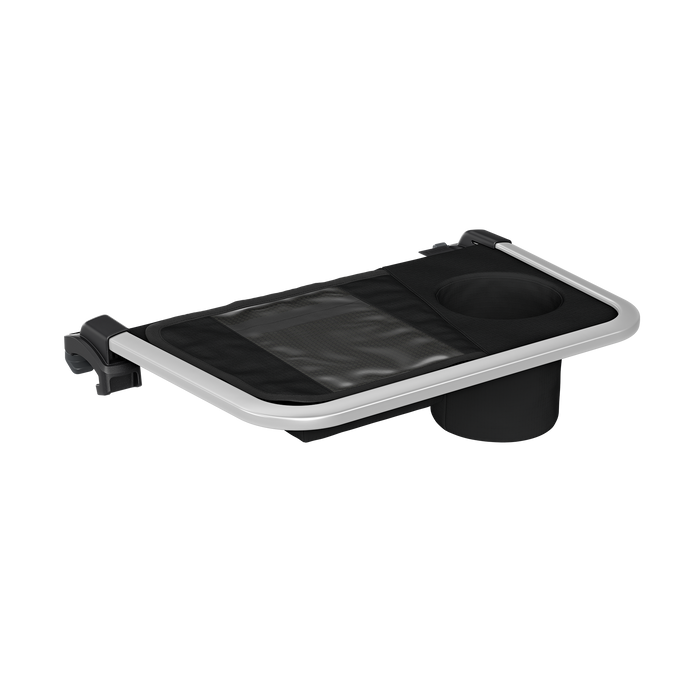 Black and silver stroller tray for Thule Urban Glide or Thule Chariot baby strollers
