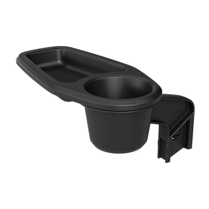 Black plastic stroller organizer on Thule Urban Glide 3 with Odyssey wagon wheels