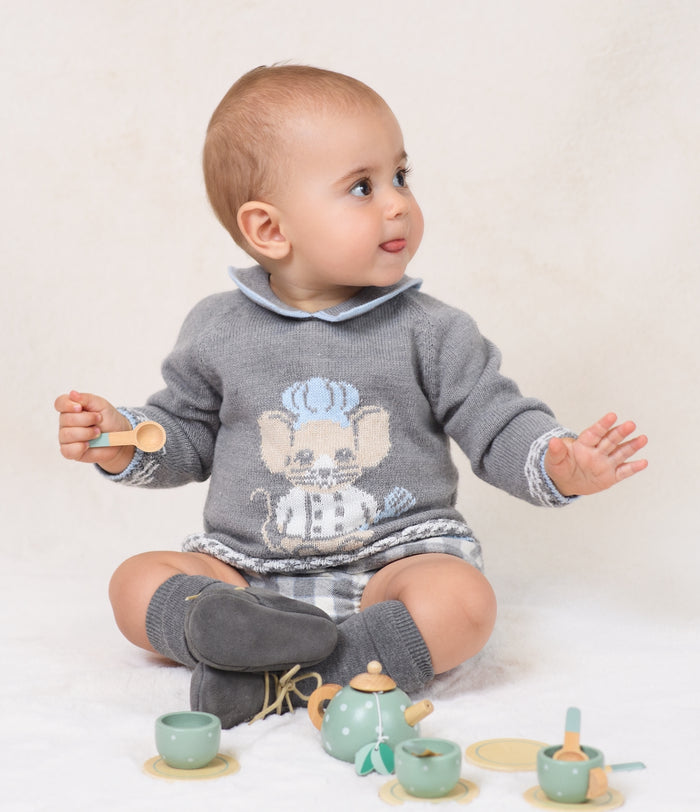 Touille Boy Chef Mouse Half-Knitted 2-Piece Set