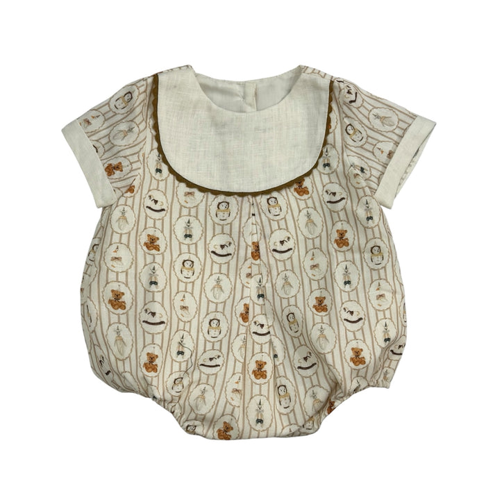 Toyland Taupe/Beige Embroidered/Monogram Bubble