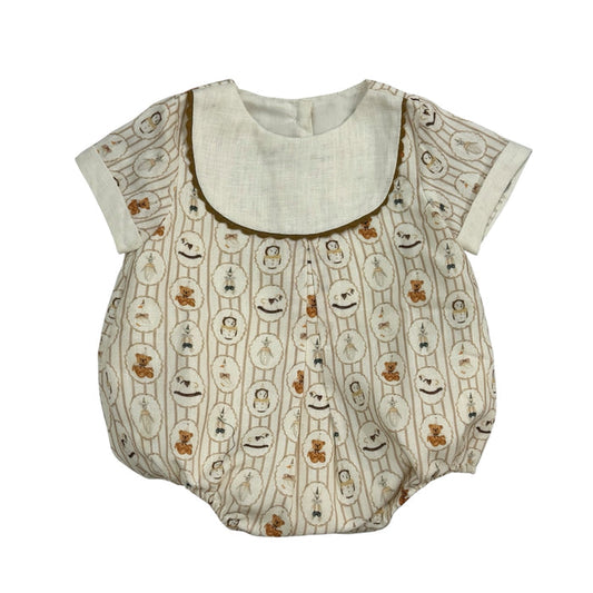 Toyland Taupe/Beige Embroidered/Monogram Bubble