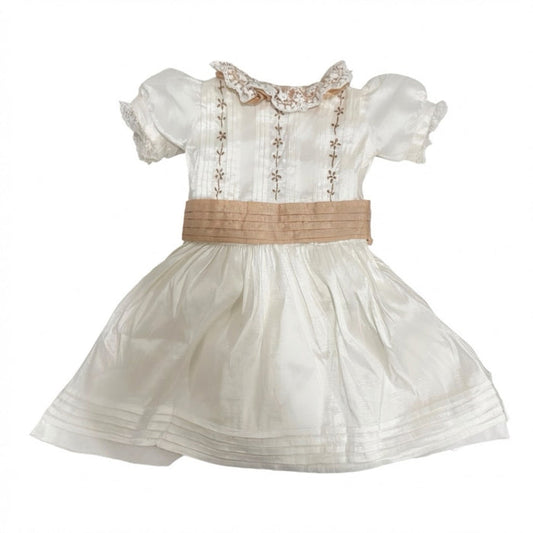 TPWC Iris Flower Girl Ivory/Camel Tafetta Dress