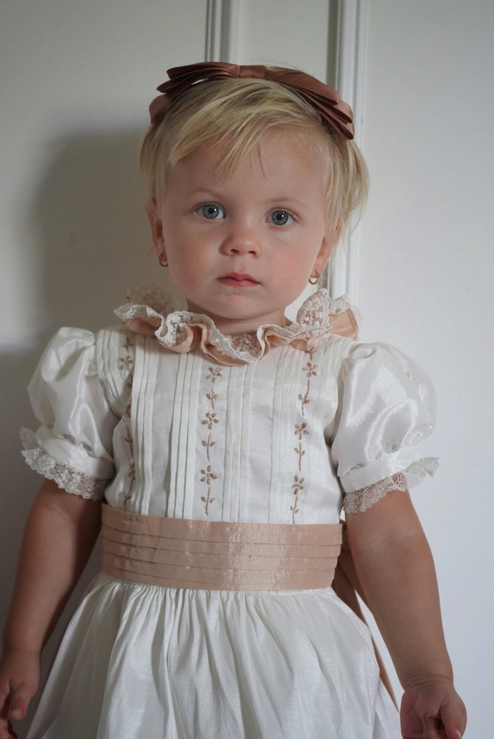TPWC Iris Flower Girl Ivory/Camel Tafetta Dress