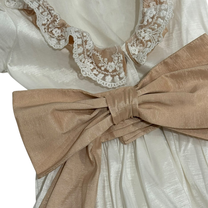 TPWC Iris Flower Girl Ivory/Camel Tafetta Dress