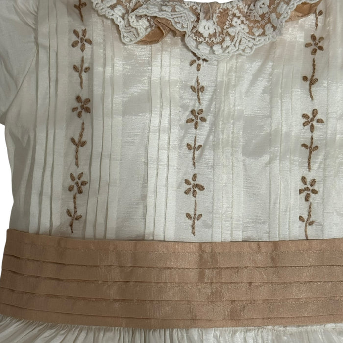 TPWC Iris Flower Girl Ivory/Camel Tafetta Dress