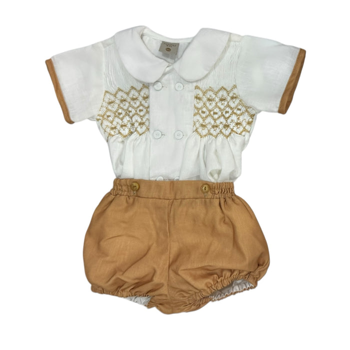TPWC James Camel Handsmocked Boy 2-PC set