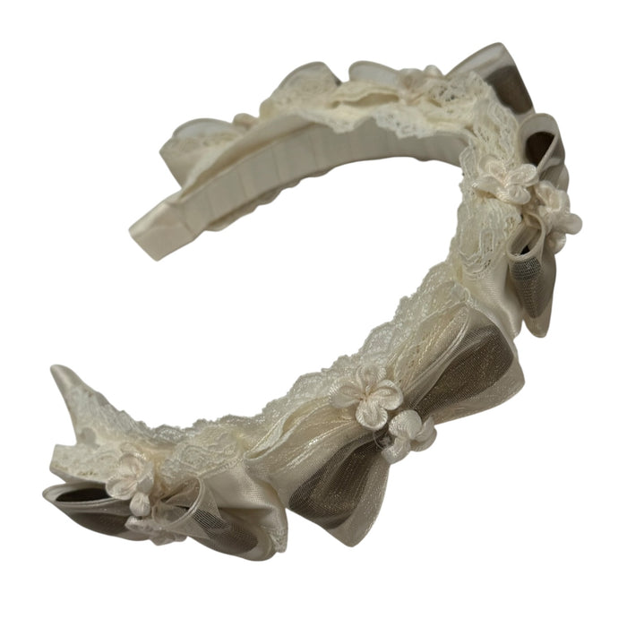 TPWC Taupe Organza Handmade Flowers Headband