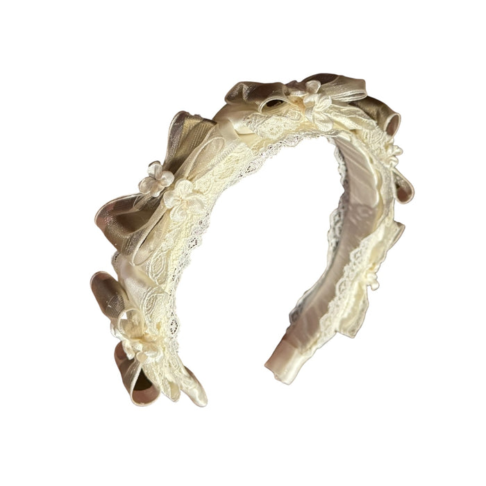 TPWC Taupe Organza Handmade Flowers Headband