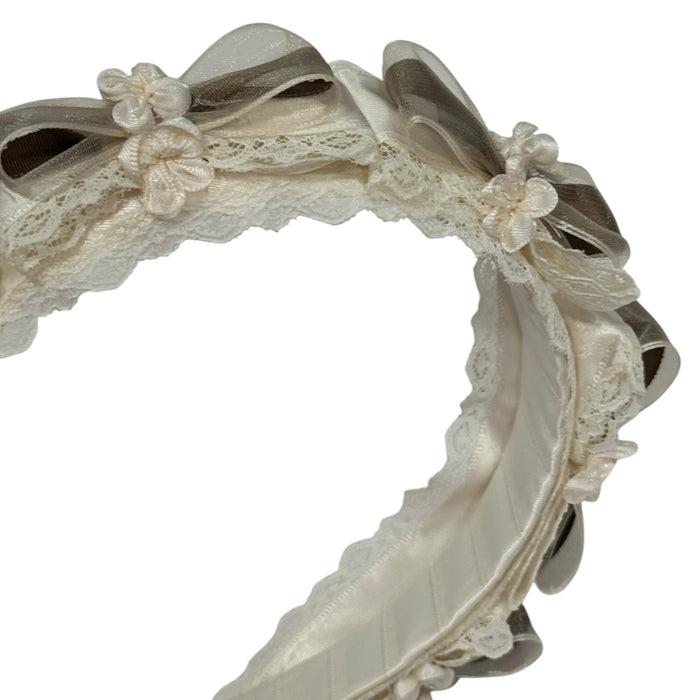 TPWC Taupe Organza Handmade Flowers Headband