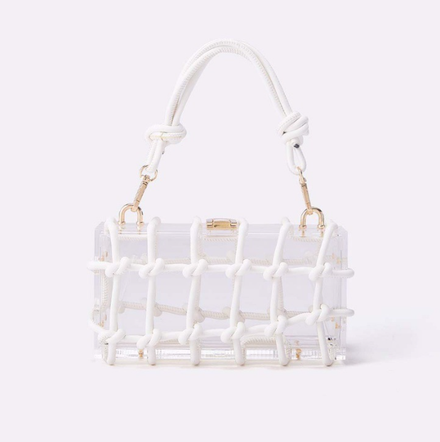 transparent box handbag with knotted rope details – LUCENT