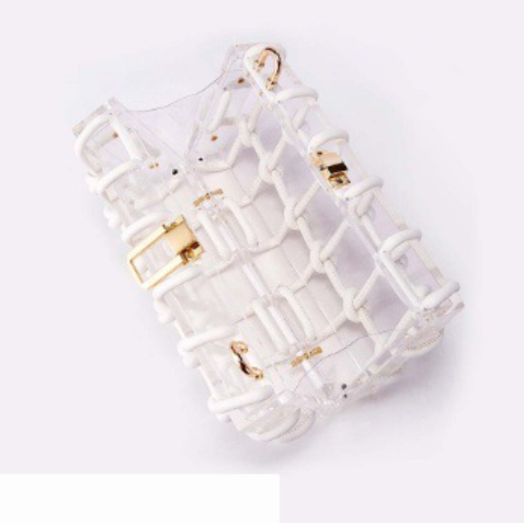transparent box handbag with knotted rope details – LUCENT