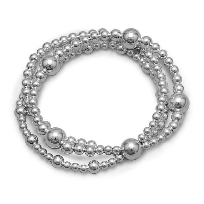 triple strand sterling silver beaded bracelet