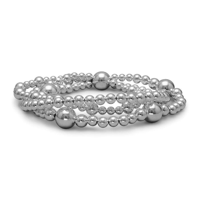 triple strand sterling silver beaded bracelet
