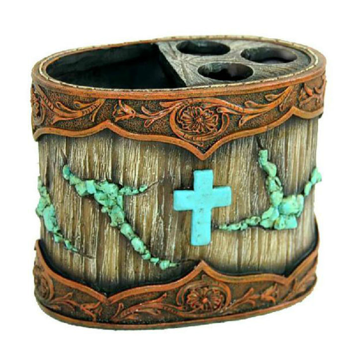 turquoise cross toothbrush holder