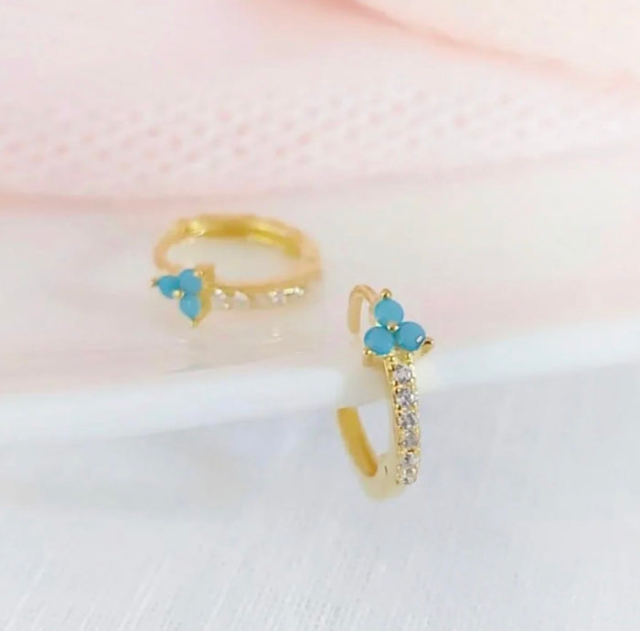 Turquoise Stud Huggie