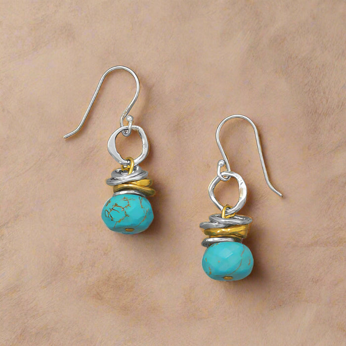 two tone turquoise drop earrings