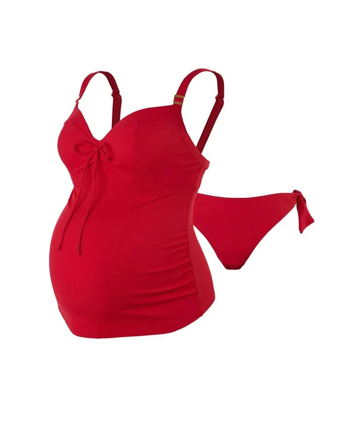 Underwired maternity tankini Porto Vecchio red