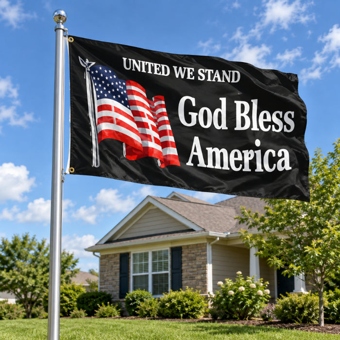 united we stand god bless america flag