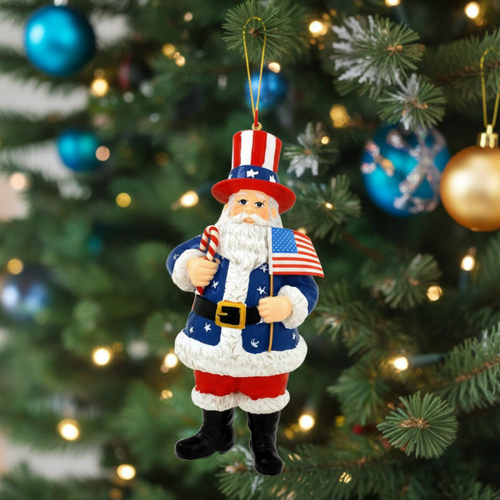 usa santa claus with flag ornament