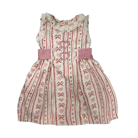 Valentines Hearts Pink Embroidered Dress