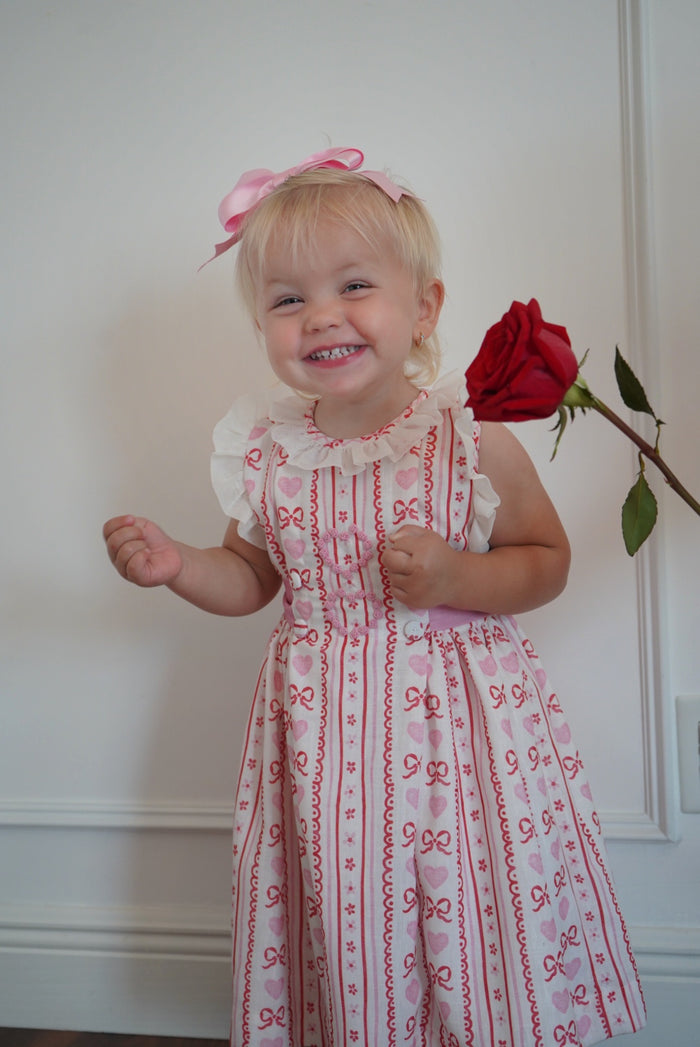 Valentines Hearts Pink Embroidered Dress