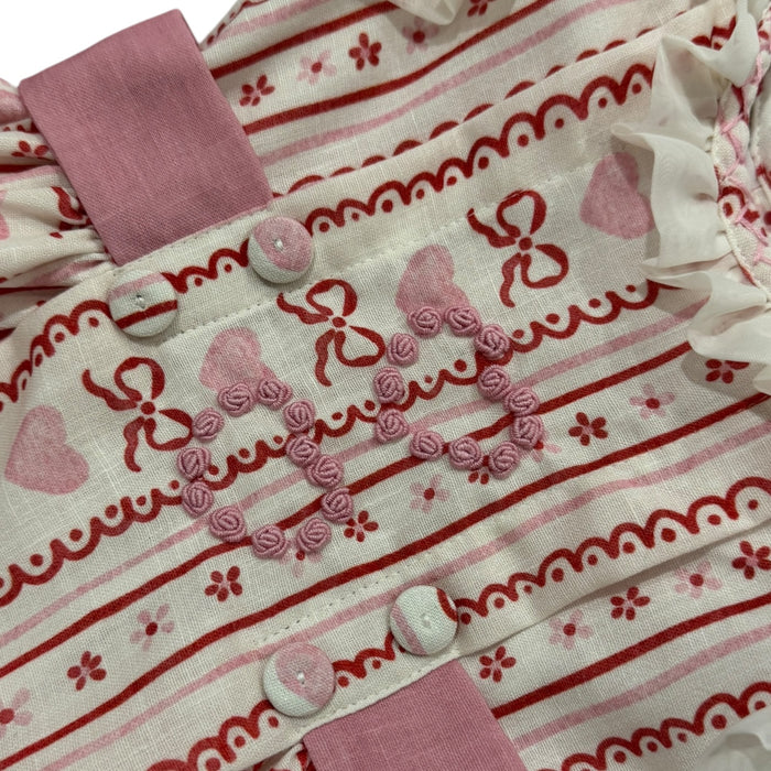 Valentines Hearts Pink Embroidered Dress