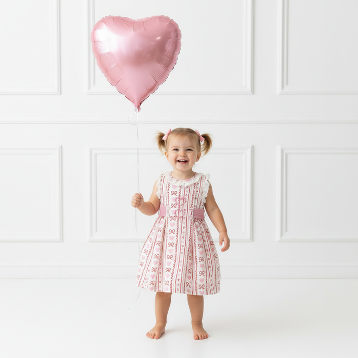 Valentines Hearts Pink Embroidered Dress
