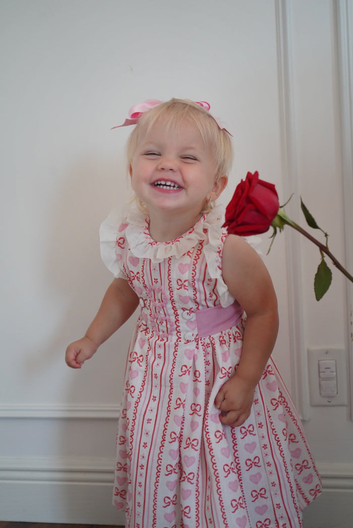 Valentines Hearts Pink Embroidered Dress