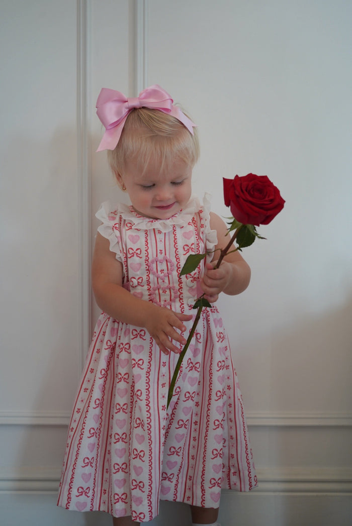 Valentines Hearts Pink Embroidered Dress