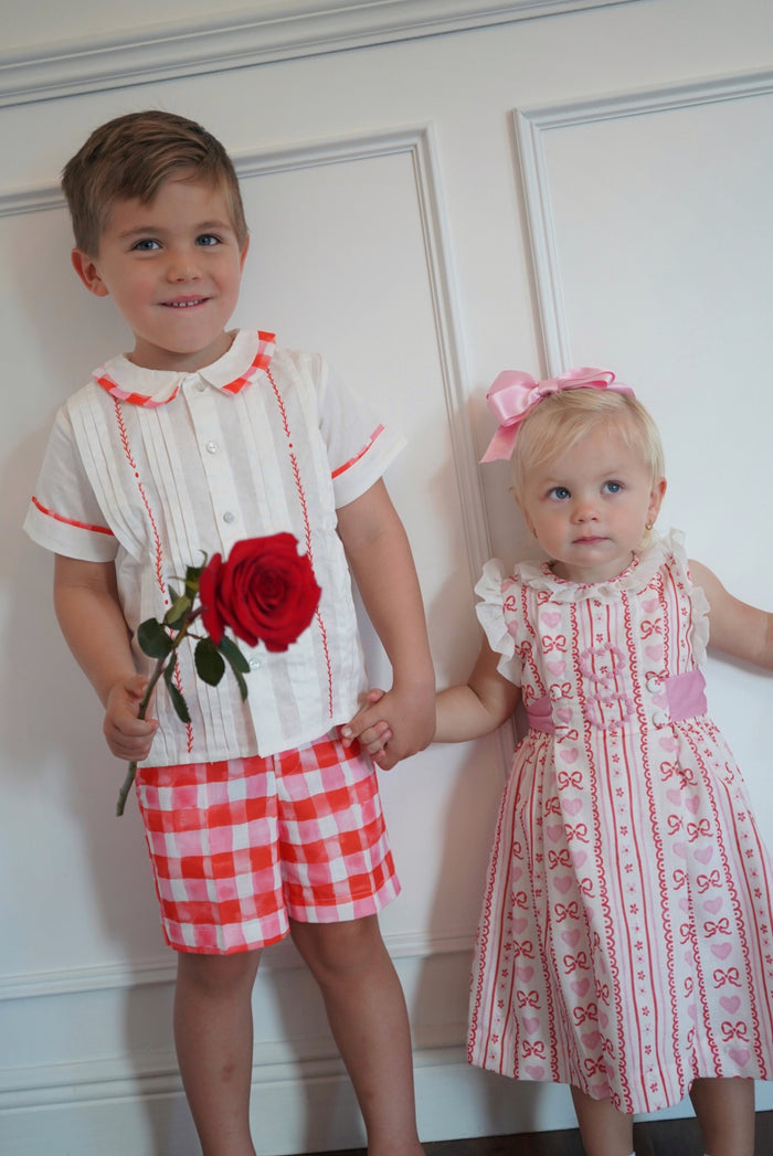 Valentines Hearts Pink Embroidered Dress