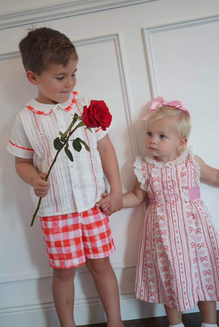 Valentines Hearts Pink Embroidered Dress