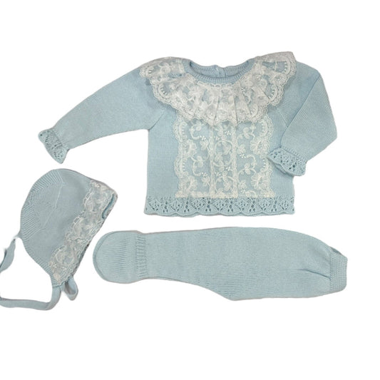Valeria Light Blue/White 3-Piece Knitted Set