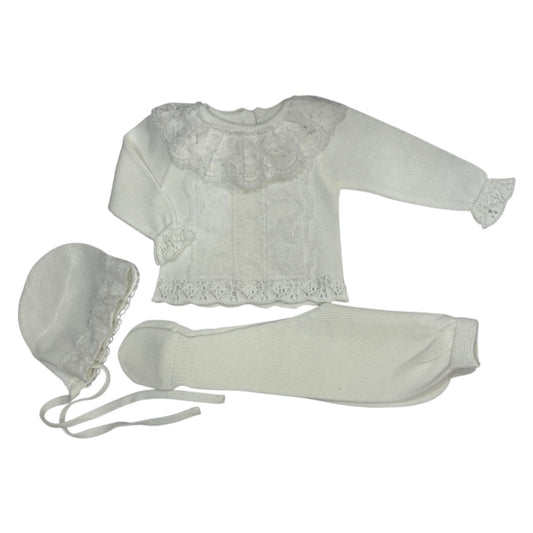 Valeria White 3-Piece Knitted Set