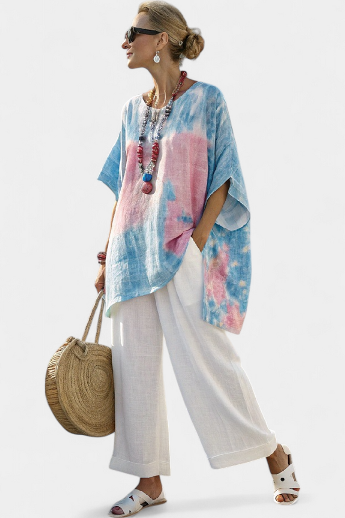 Vantrel | Comfortable Relaxed Linen Top & Striped Bamboo Pants