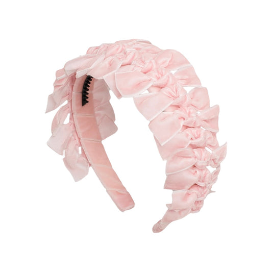 Vicky Velvet Tied Bows Light Pink Headband