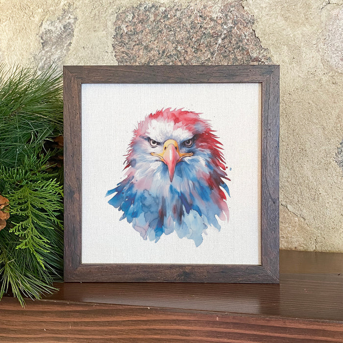 Watercolor Patriotic Eagle - Framed Sign