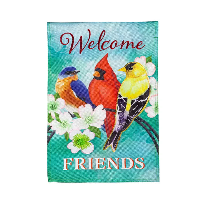 Welcome Friends Burlap Garden Flag — Evergreen Enterprises