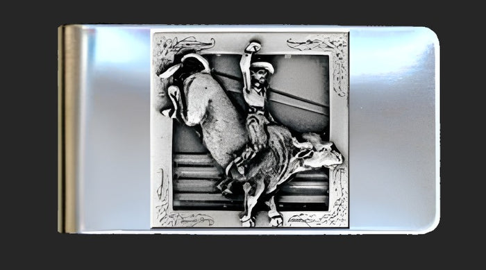western bullrider money clip