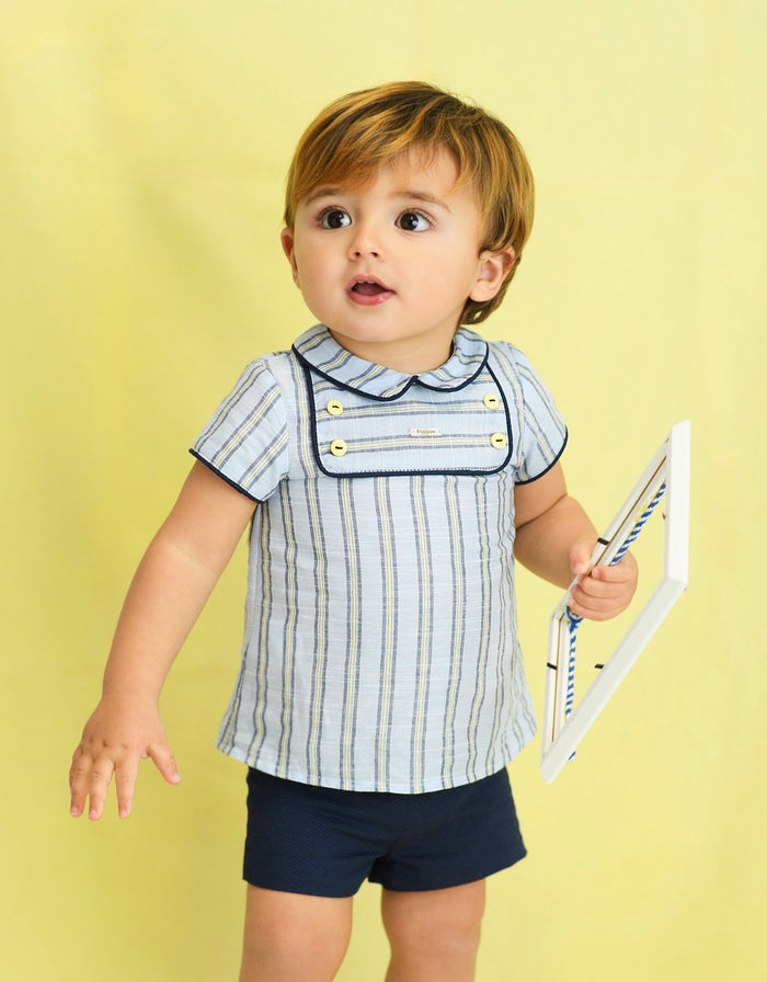 Whale Boy Blue and Yellow 2-Pc Set