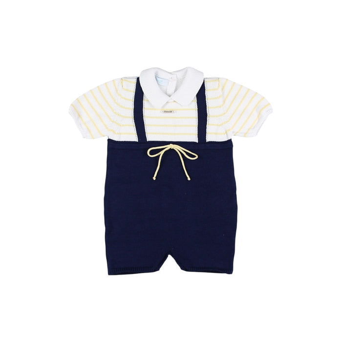 Whale Boy Blue Knitted Romper