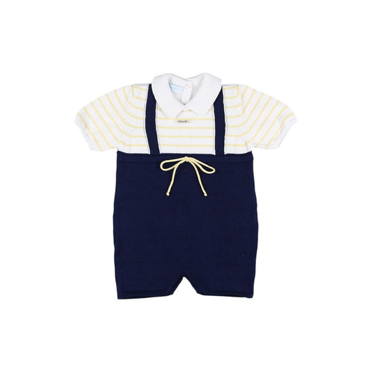 Whale Boy Blue Knitted Romper