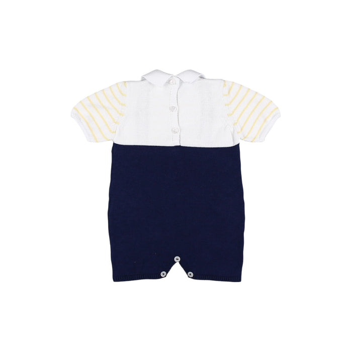 Whale Boy Blue Knitted Romper